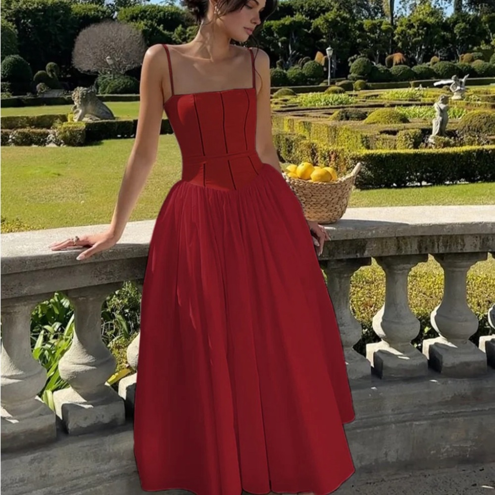 Red Flowy Long Dress